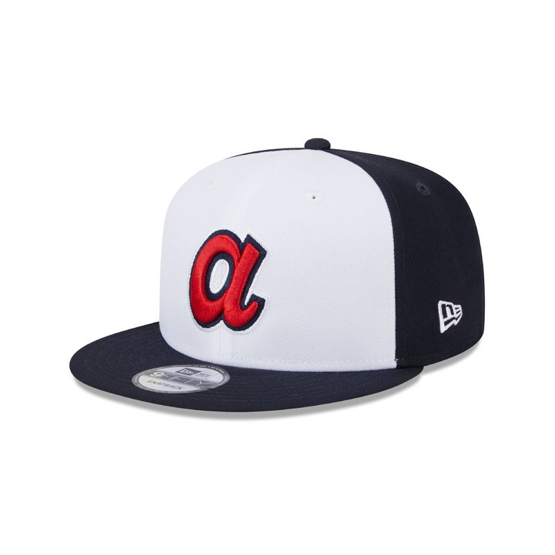 Atlanta Braves MLB New Era Men’s White/Navy 9Fifty 2024 Batting Practice Snapback