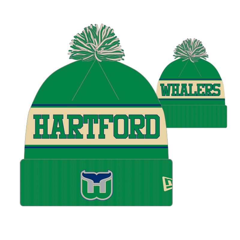 Hartford Whalers NHL New Era Men’s Green Retro Knit Pom Hat