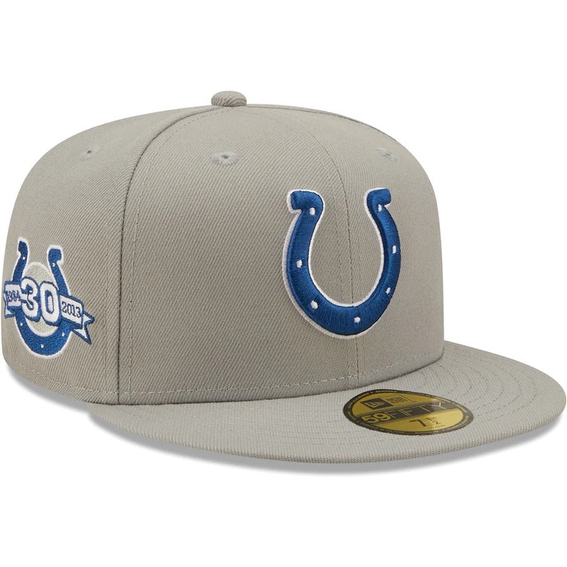 New Era Indianapolis Colts Gray Team 30th Anniversary Patch 59FIFTY Fitted Hat