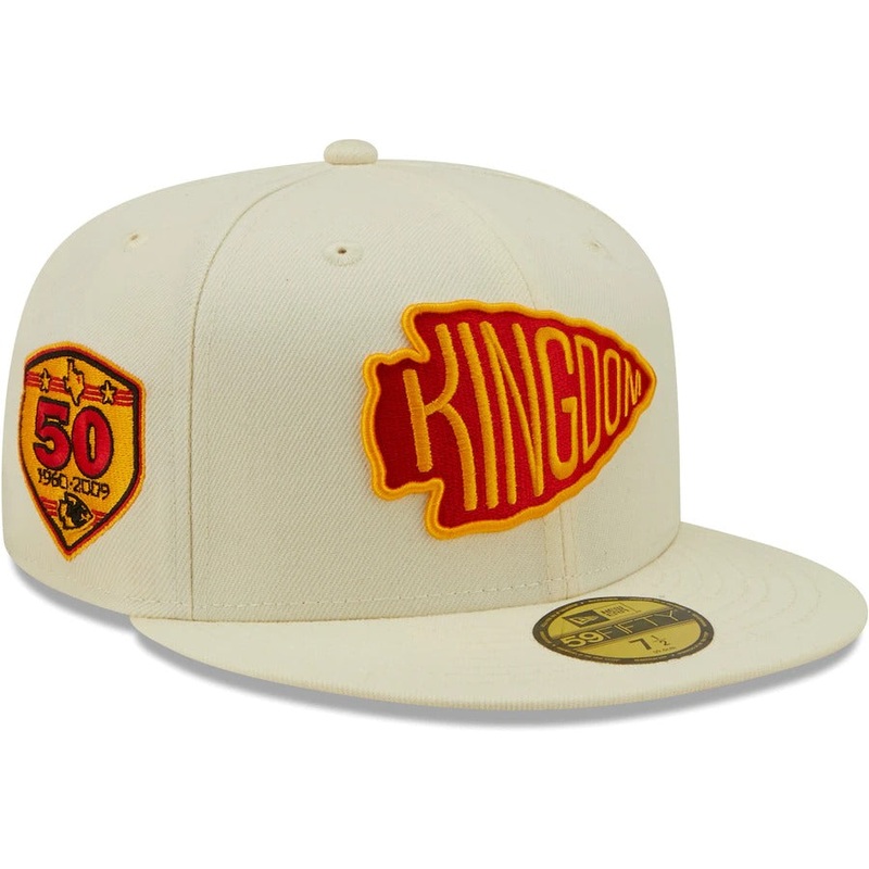 New Era Kansas City Chiefs Cream Team 50th Anniversary Patch 59FIFTY Fitted Hat
