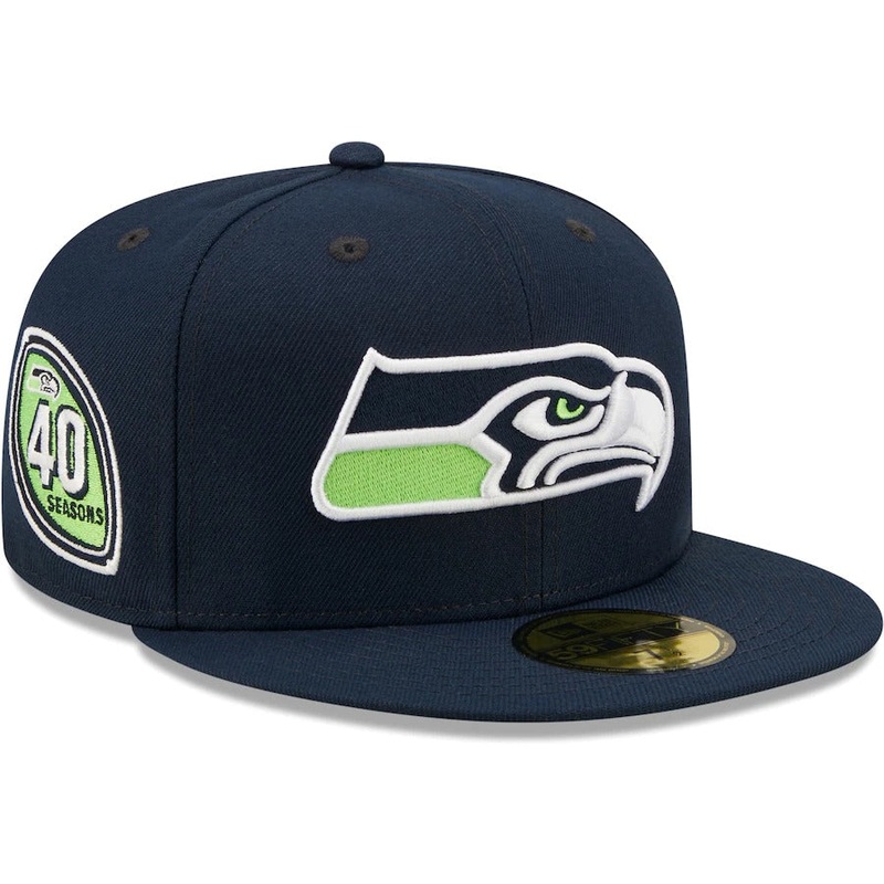 New Era Seattle Seahawks College Navy Team 40th Anniversary Patch 59FIFTY Fitted Hat