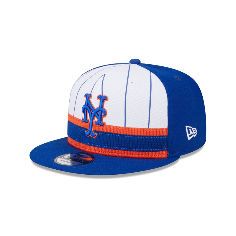 New York Mets MLB New Era Men’s White/Royal Blue 9Fifty 2024 Batting Practice Pinstripe Snapback