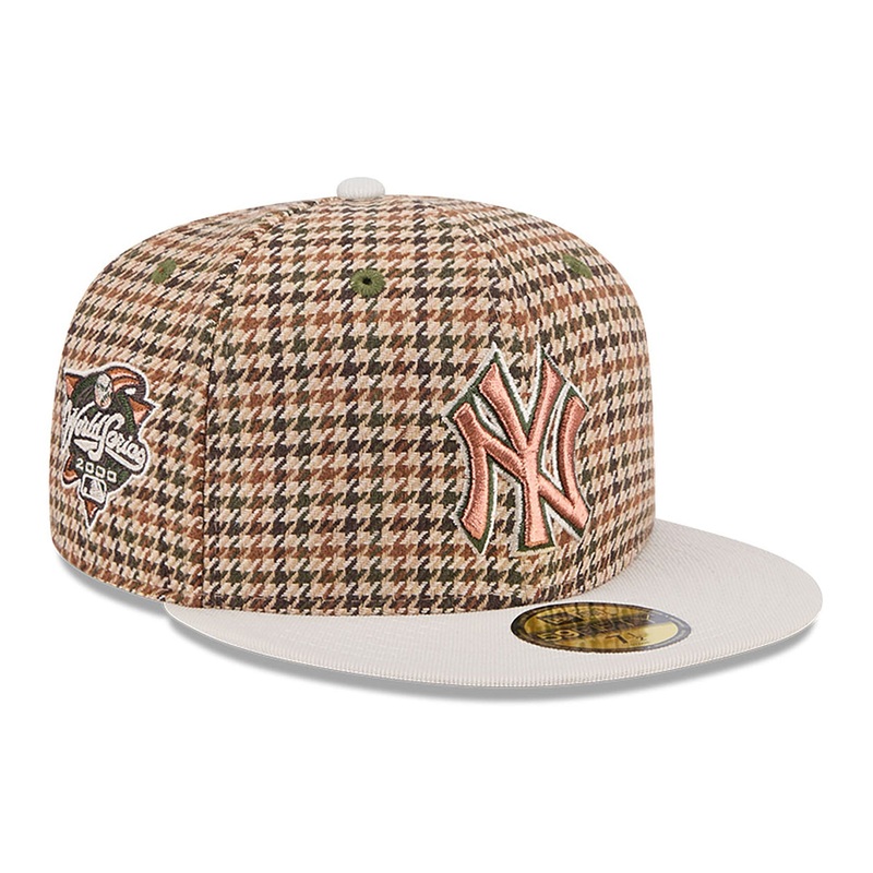New York Yankees MLB New Era Men’s Beige Houndstooth 59Fifty 2000 World Series Fitted Hat