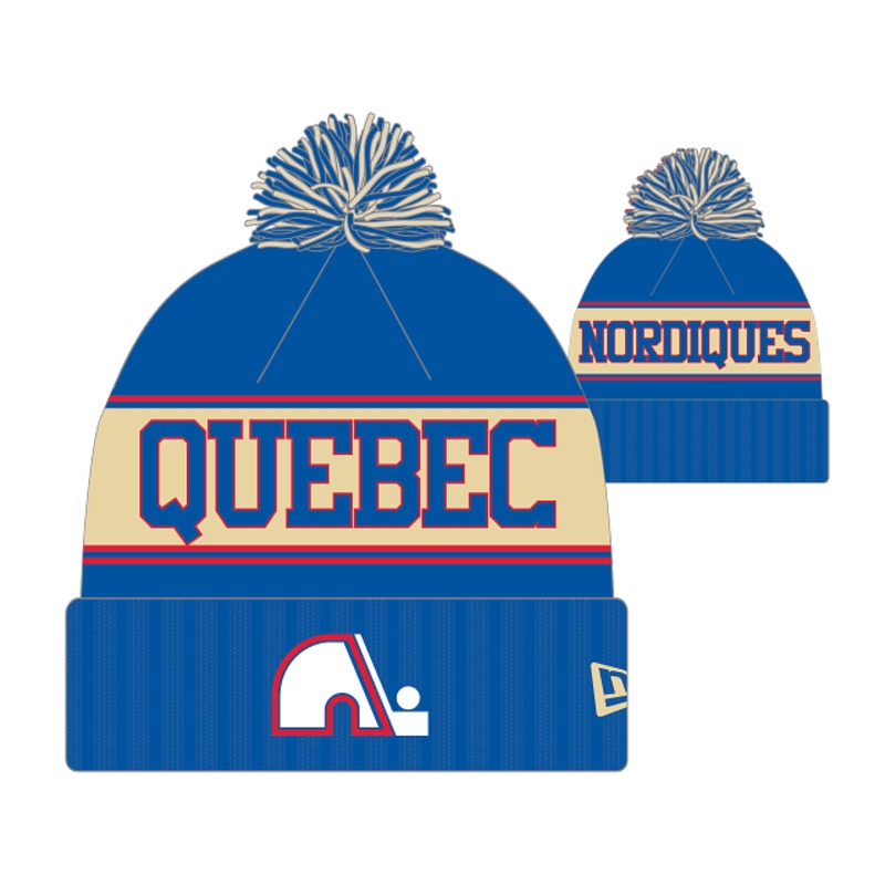Quebec Nordiques NHL New Era Men’s Royal Retro Knit Pom Hat