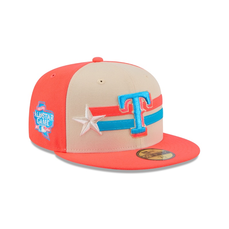 Texas Rangers MLB New Era Men’s Orange/Beige 59Fifty 2024 All Star Game Fitted Hat