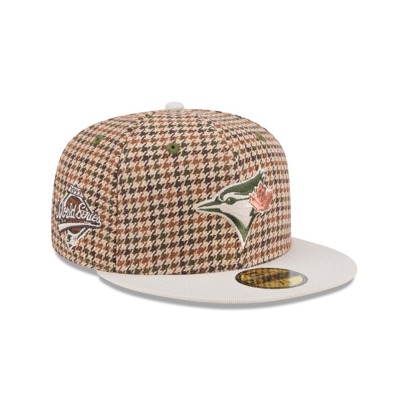 Toronto Blue Jays MLB New Era Men’s Beige Houndstooth 59Fifty 1993 World Series Fitted Hat