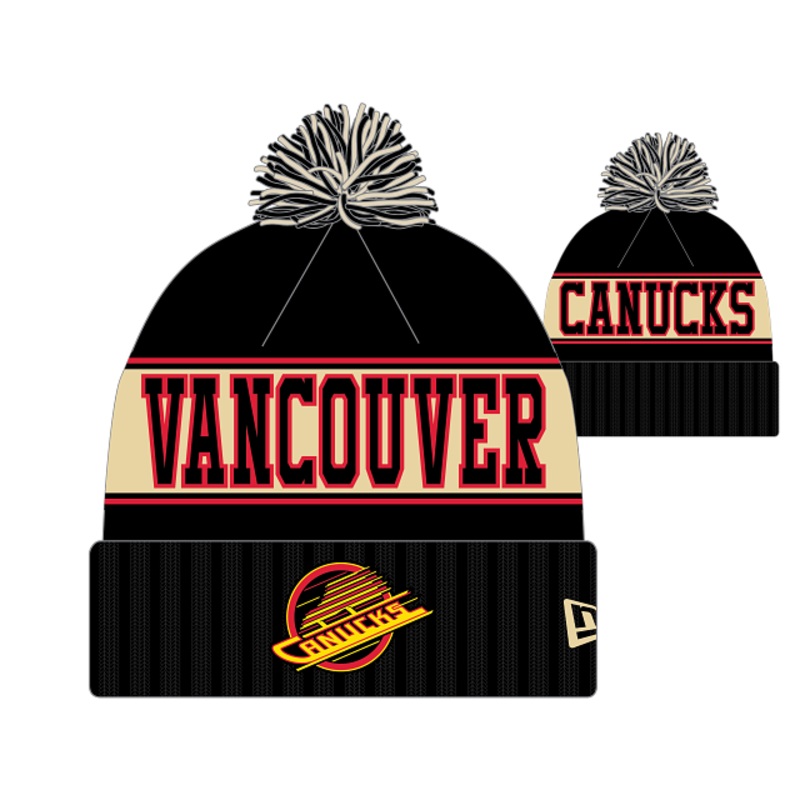 Vancouver Canucks NHL New Era Men’s Black Retro Knit Pom Hat