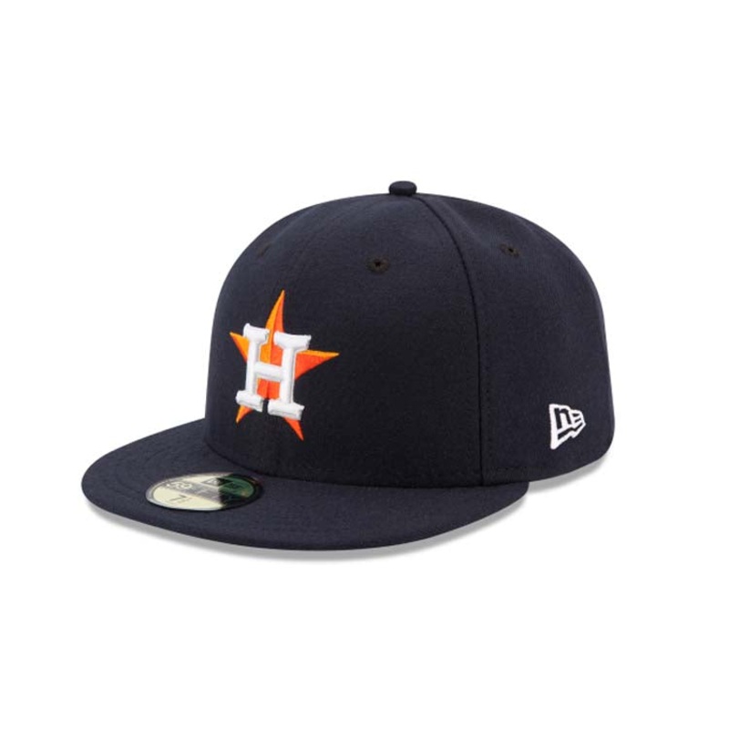 (Youth) Houston Astros New Era MLB 59FIFTY 5950 Kids Fitted Cap Hat Navy Blue Crown/Visor Team Color Logo