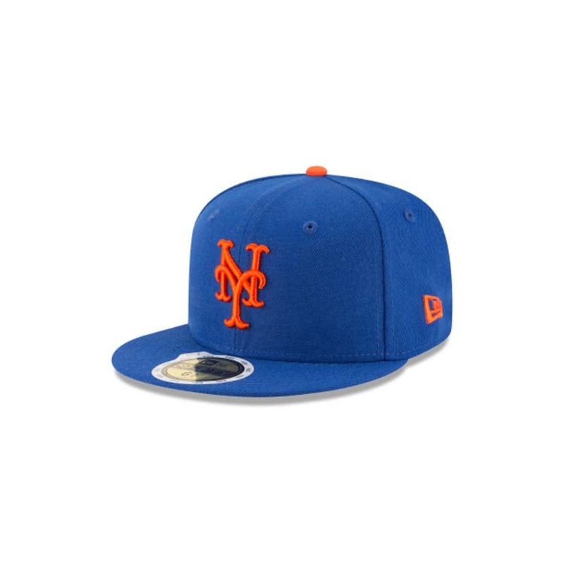 (Youth) New York Mets New Era MLB 59FIFTY 5950 Kids Fitted Cap Hat Royal Blue Crown/Visor Orange Logo