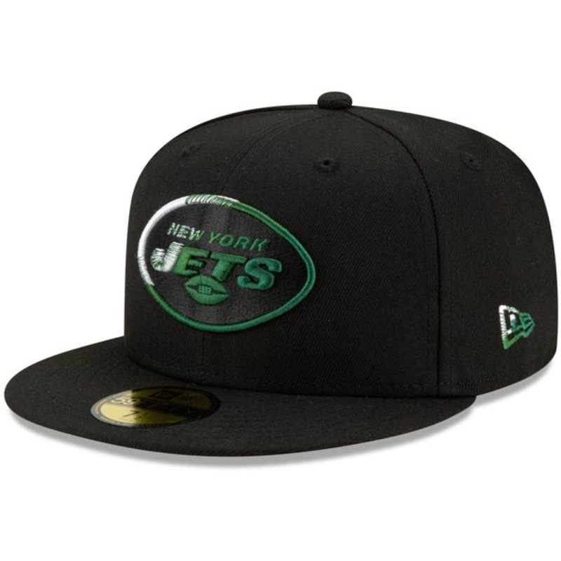 New Era Black New York Jets Logo Color Dim 59FIFTY Fitted Hat