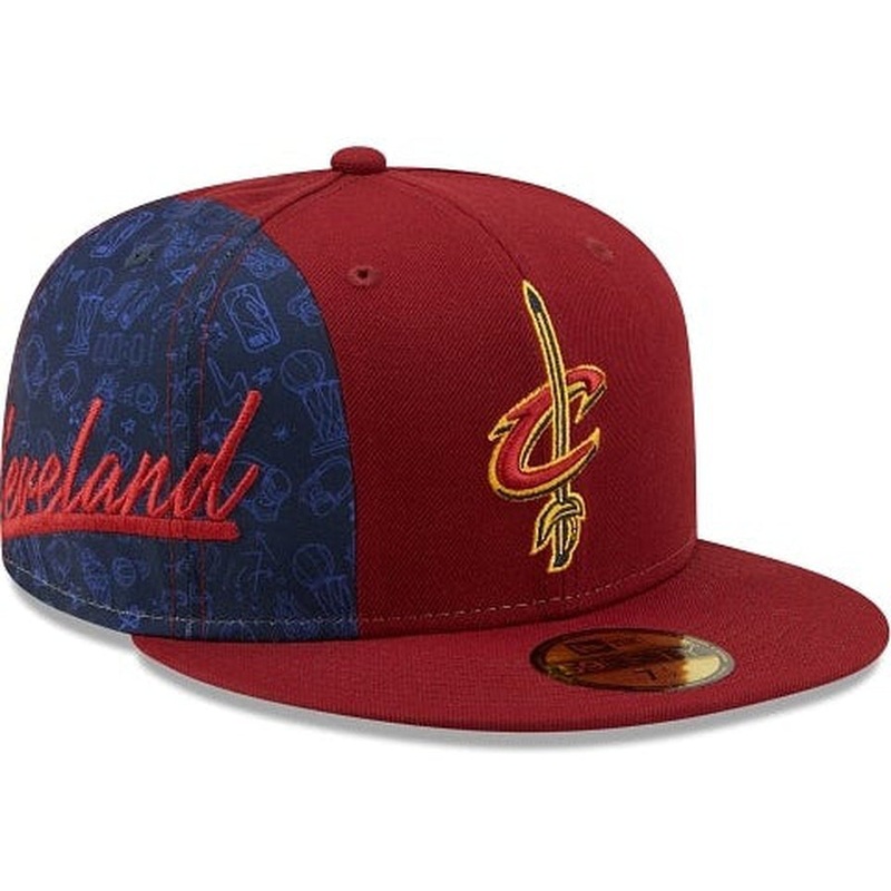 New Era Cleveland Cavaliers Side City Doodle 2022 59fifty Fitted Hat