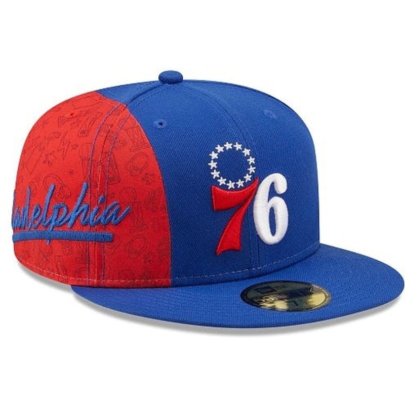 New Era Philadelphia 76ers Side City Doodle 2022 59fifty Fitted Hat