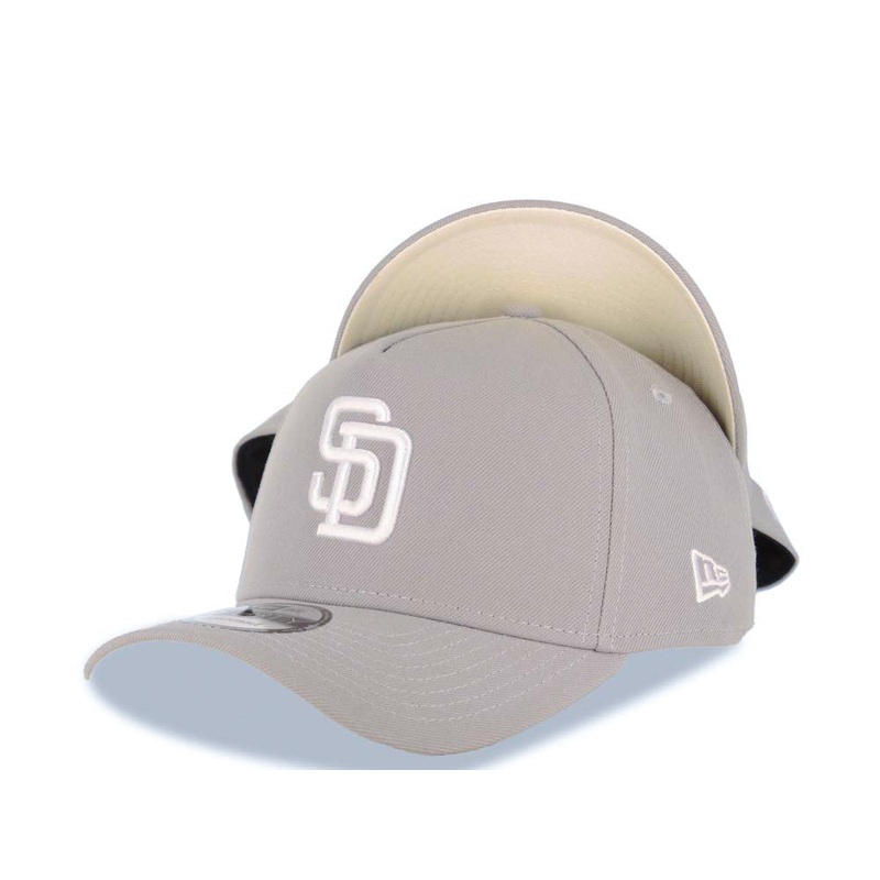San Diego Padres New Era MLB 9FORTY 940 Adjustable A-Frame Cap Hat Gray Crown/Visor White Logo Stone UV