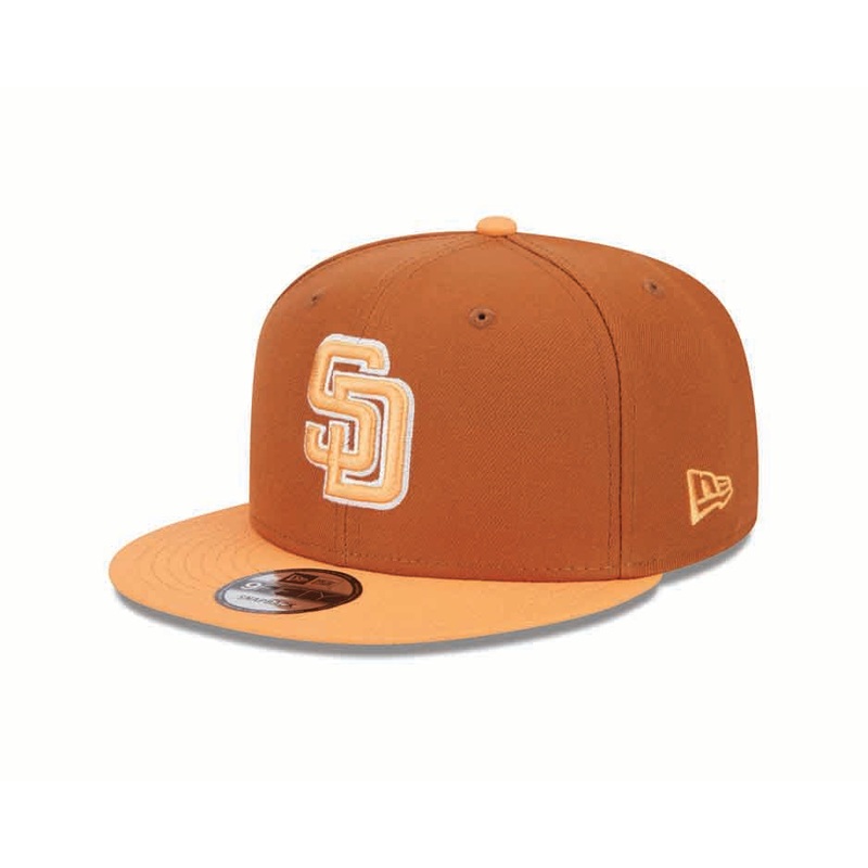 (Youth) San Diego Padres New Era MLB 9FIFTY 950 Kid Snapback Cap Hat Dark Orange Crown Orange Visor Orange/White Logo (2-Tone Color Pack)