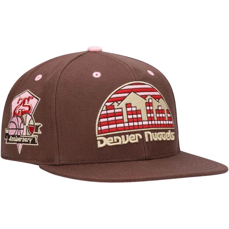 Mitchell & Ness Denver Nuggets Brown 25th Anniversary Hardwood Classics Brown Sugar Bacon Fitted Hat