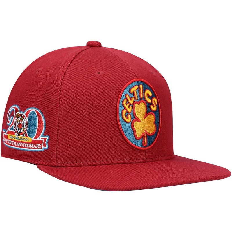 Mitchell & Ness x Lids Boston Celtics Red 20th Anniversary Hardwood Classics Northern Lights Fitted Hat