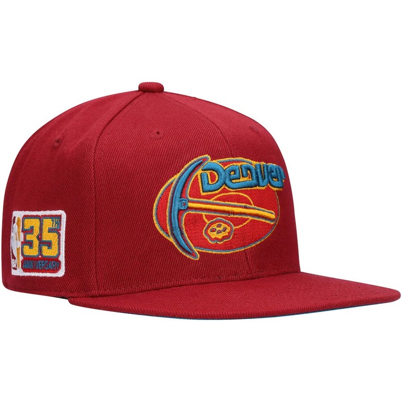 Mitchell & Ness x Lids Denver Nuggets Red NBA 35th Anniversary Season Hardwood Classics Northern Lights Fitted Hat