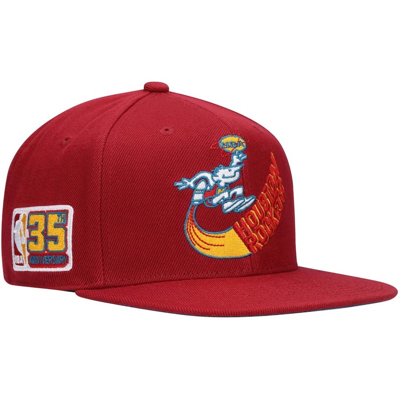 Mitchell & Ness x Lids Houston Rockets Red NBA 35th Anniversary Season Hardwood Classics Northern Lights Fitted Hat