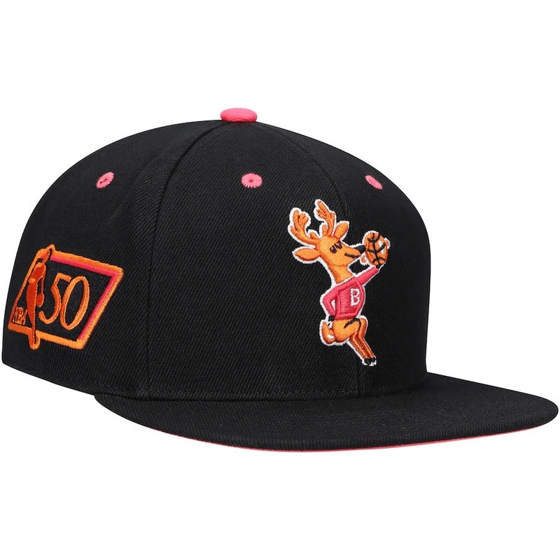 Mitchell & Ness x Lids Milwaukee Bucks Black 50th NBA Anniversary Hardwood Classics Sunset Fitted Hat