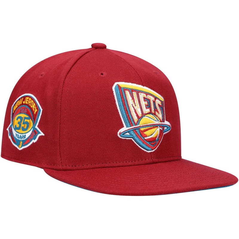 Mitchell & Ness x Lids New Jersey Nets Red 35 Years Hardwood Classics Northern Lights Fitted Hat