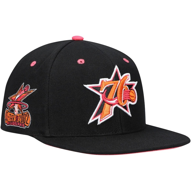 Mitchell & Ness x Lids Philadelphia 76ers Black 2002 NBA All-Star Game Hardwood Classics Sunset Fitted Hat