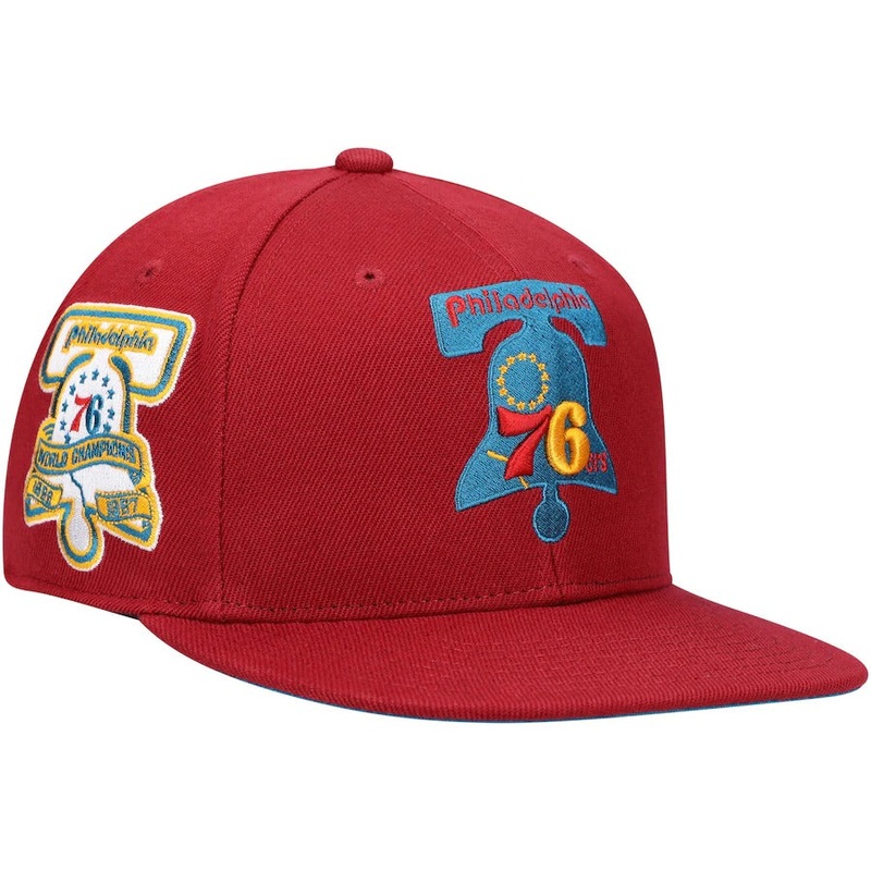 Mitchell & Ness x Lids Philadelphia 76ers Red 1967 World Champions Hardwood Classics Northern Lights Fitted Hat