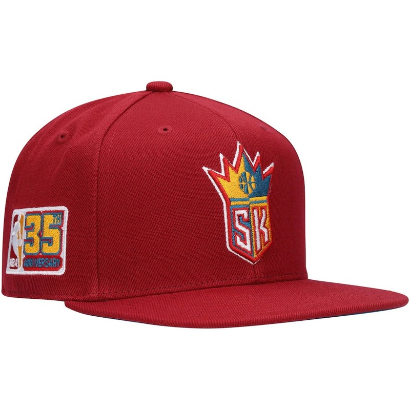 Mitchell & Ness x Lids Sacramento Kings Red NBA 35th Anniversary Season Hardwood Classics Northern Lights Fitted Hat