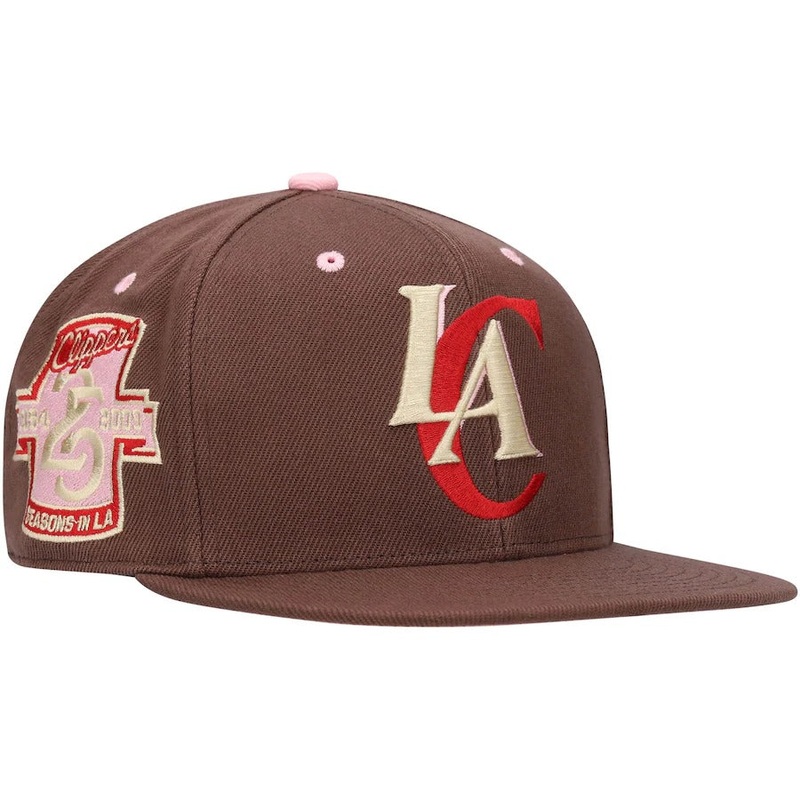 Mitchell & Ness LA Clippers Brown 25th Season Hardwood Classics Brown Sugar Bacon Fitted Hat