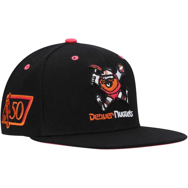 Mitchell & Ness x Lids Denver Nuggets Black 50th NBA Anniversary Hardwood Classics Sunset Fitted Hat