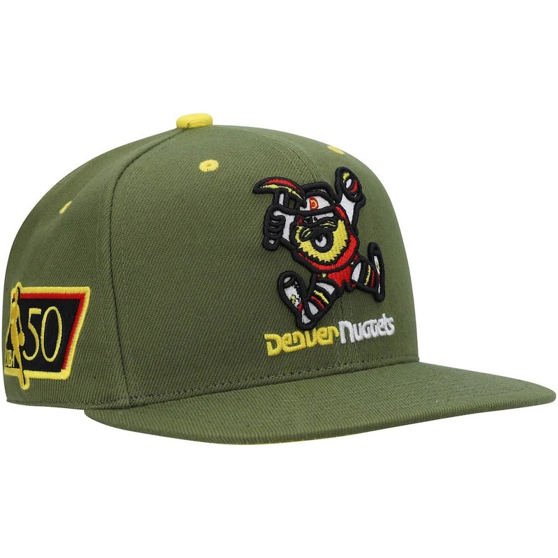 Mitchell & Ness x Lids Denver Nuggets Olive NBA 50th Anniversary Season Hardwood Classics Dusty Fitted Hat