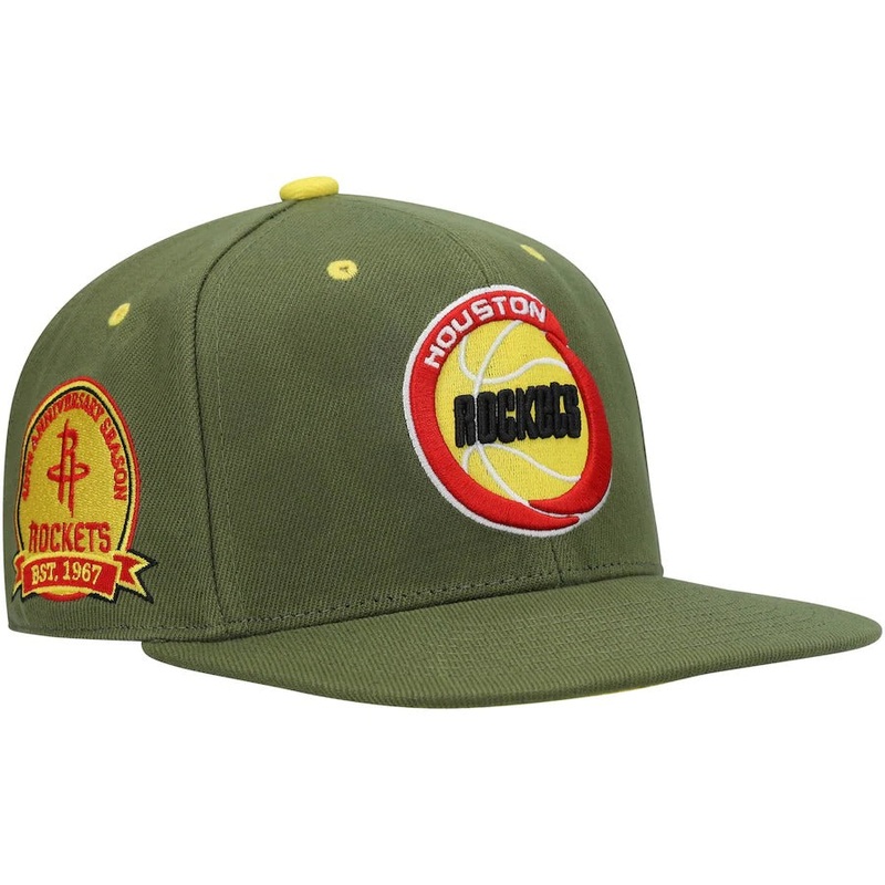 Mitchell & Ness x Lids Houston Rockets Olive 40th Team Anniversary Hardwood Classics Dusty Fitted Hat