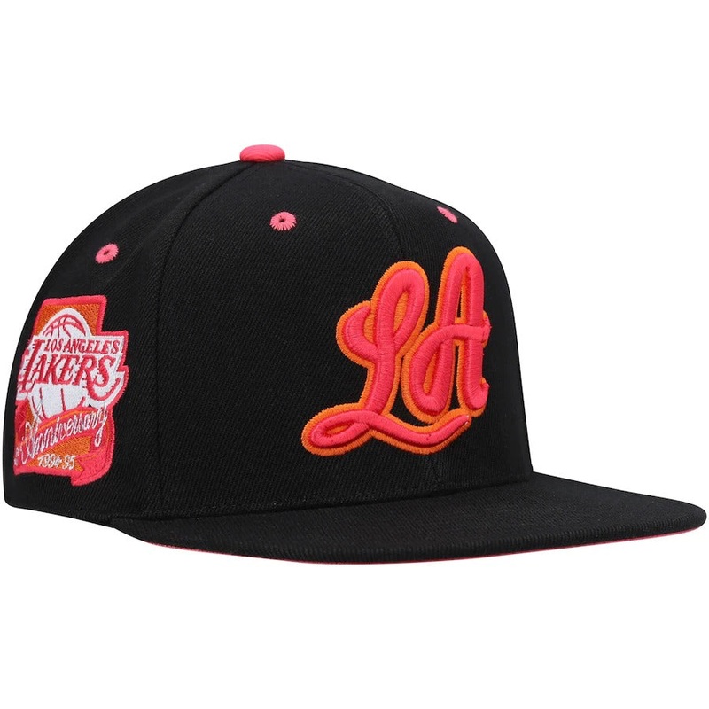 Mitchell & Ness x Lids Los Angeles Lakers Black 35th Anniversary Hardwood Classics Sunset Fitted Hat