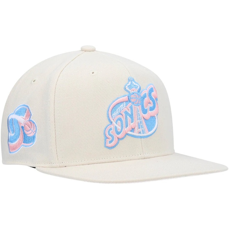 Mitchell & Ness x Lids Seattle Supersonics Cream Secondary Logo Hardwood Classics Cake Pop Fitted Hat