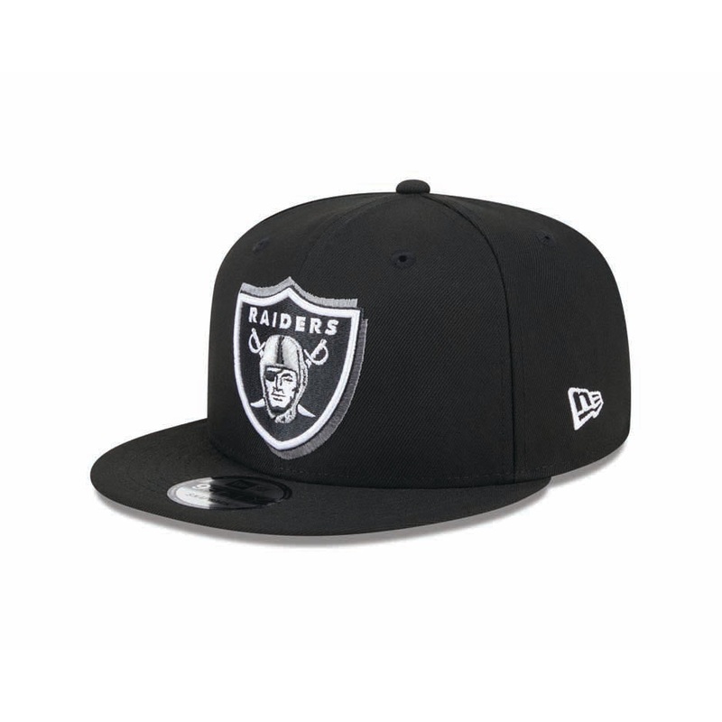 (Youth) Raiders New Era 9FIFTY 950 Kid Snapback Cap Hat Black Crown/Visor Team Color Logo Once A Raider Always A Raider (2024 Draft)
