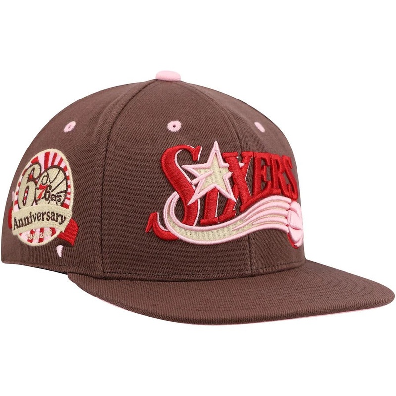 Mitchell & Ness Philadelphia 76ers Brown Anniversary Hardwood Classics Brown Sugar Bacon Fitted Hat