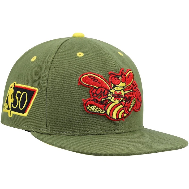 Mitchell & Ness x Lids Charlotte Hornets Olive 50th Anniversary Hardwood Classics Dusty Fitted Hat