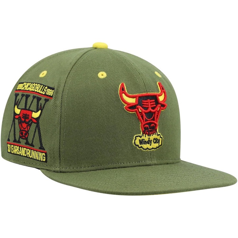 Mitchell & Ness x Lids Chicago Bulls Olive 30th Anniversary Hardwood Classics Dusty Fitted Hat