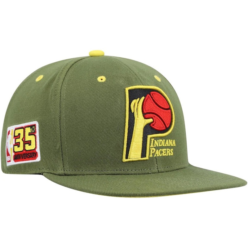 Mitchell & Ness x Lids Indiana Pacers Olive 35th Anniversary Hardwood Classics Dusty Fitted Hat
