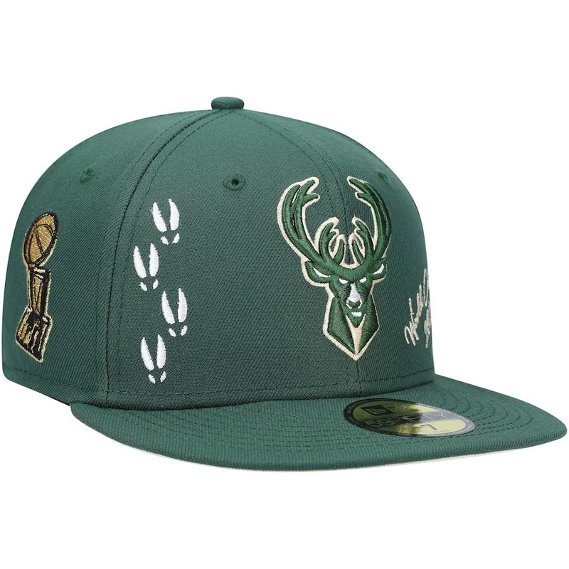 New Era Milwaukee Bucks Hunter Green 2021 NBA Finals Champions Icon 59FIFTY Fitted Hat