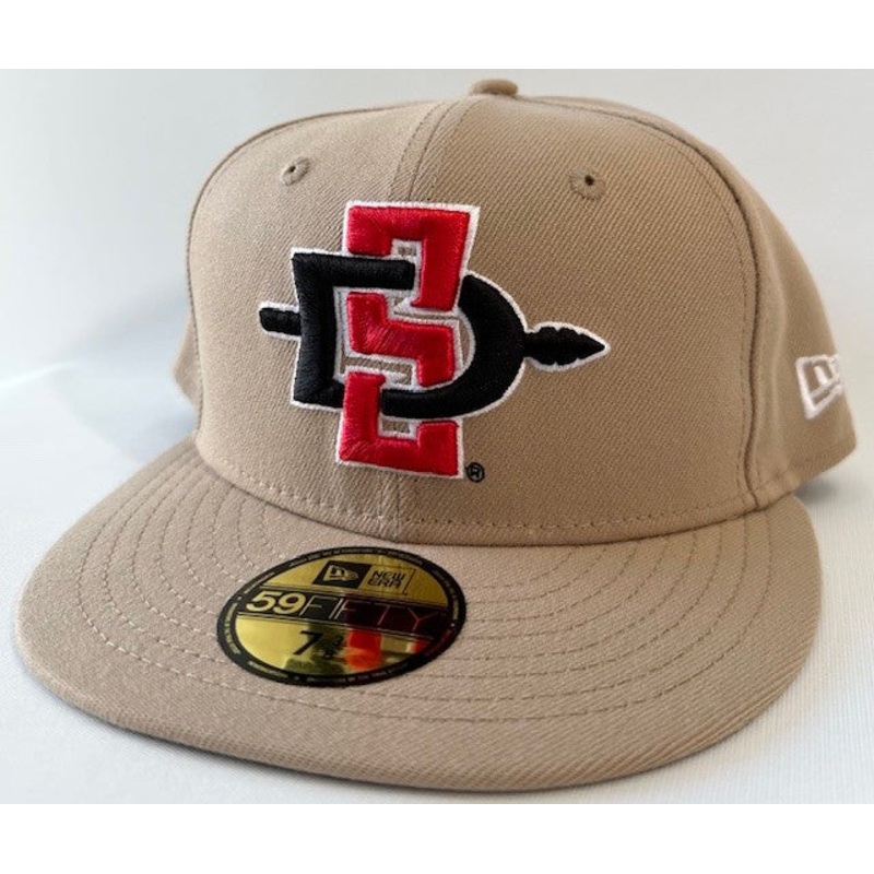 San Diego State Aztecs New Era NCAA 59FIFTY 5950 Fitted Cap Hat Khaki Crown/Visor Team Color Logo