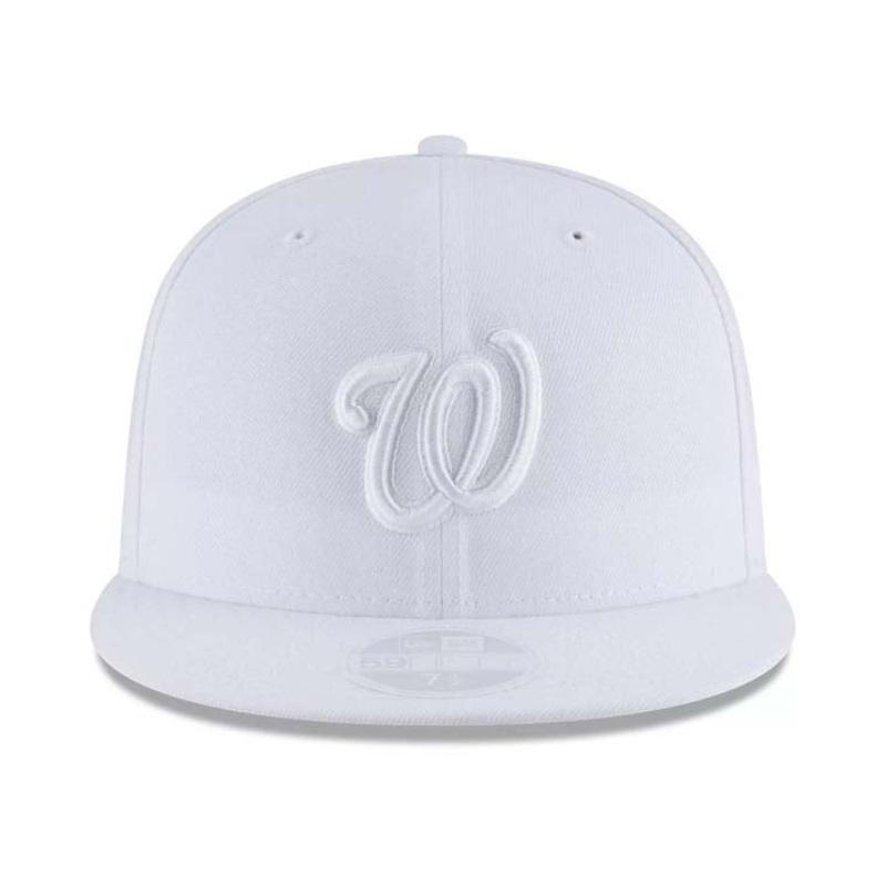 Washington Nationals New Era MLB 59FIFTY 5950 Fitted Cap Hat White Crown/Visor White Logo