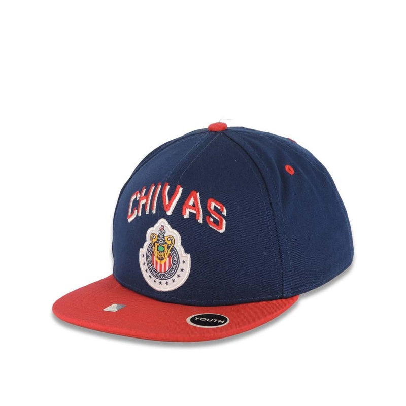 (Youth) Chivas De Guadalajara Liga MX 59FIFTY 5950 Kid Fitted Cap Hat Navy Blue Crown Red Visor Team Color Logo