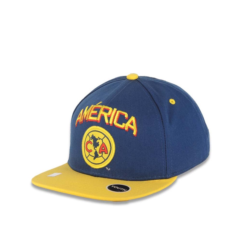 (Youth) Club America Liga MX 59FIFTY 5950 Kid Fitted Cap Hat Navy Blue Crown Yellow Visor Team Color Logo