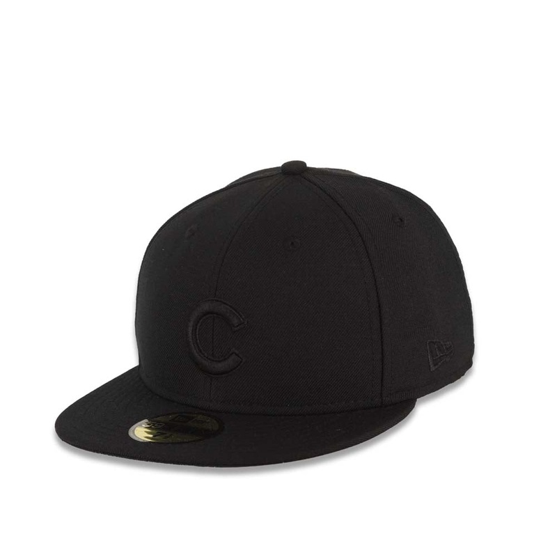 Chicago Cubs New Era MLB 59FIFTY 5950 Fitted Cap Hat Black Crown/Visor Black Logo