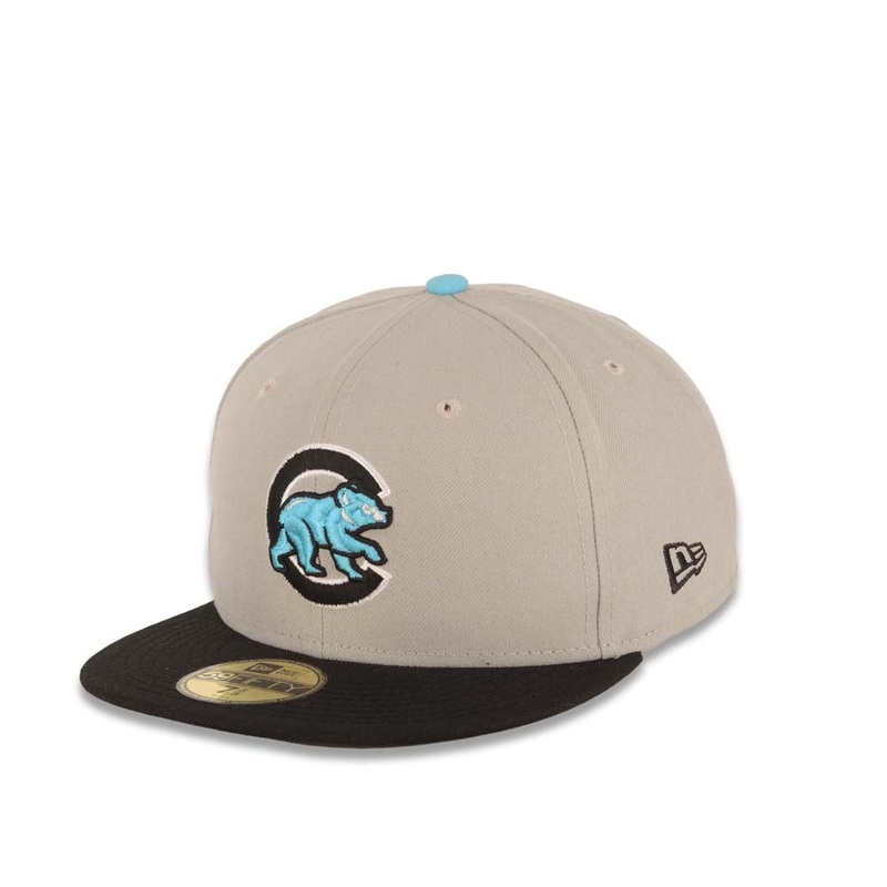 Chicago Cubs New Era MLB 59FIFTY 5950 Fitted Cap Hat Gray Crown Black Visor Black/White/Blue Logo
