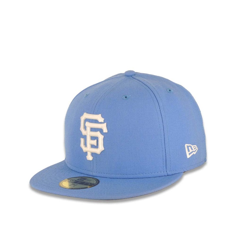 San Francisco Giants New Era MLB 59FIFTY 5950 Fitted Cap Hat Sky Blue Crown/Visor White Logo