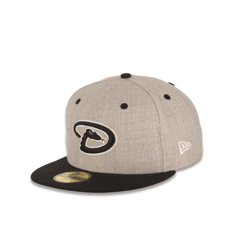 Arizona Diamondbacks New Era MLB 59FIFTY 5950 Fitted Cap Hat Heather Gray Crown Black Visor Black/White Logo