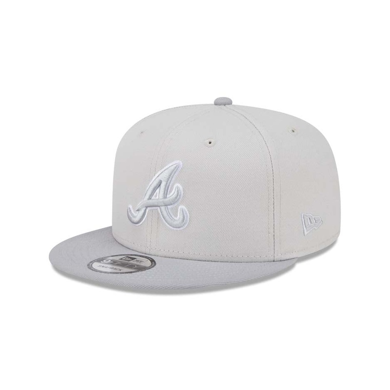 Atlanta Braves New Era MLB 9FIFTY 950 Snapback Cap Hat Stone Crown Gray Visor Gray/White Logo Gray UV (Color Pack)