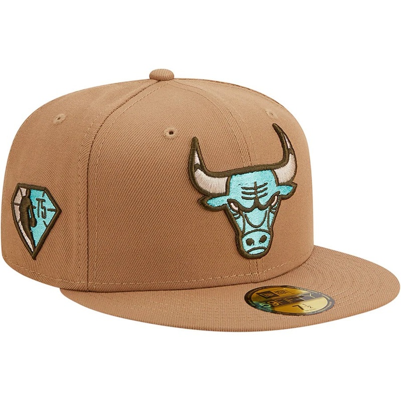New Era Chicago Bulls Khaki/Mint 75th Anniversary 59FIFTY Fitted Hat
