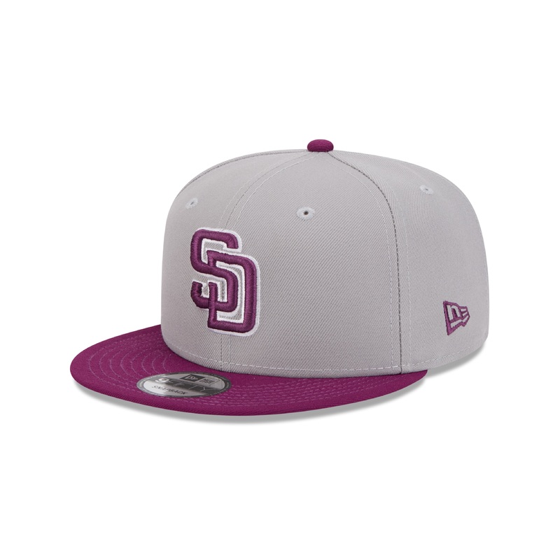 San Diego Padres New Era MLB 9FIFTY 950 Snapback Cap Hat Gray Crown Purple Visor Purple/White Logo (Color Pack)